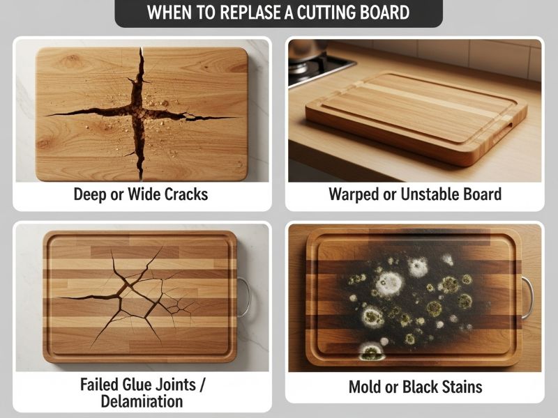 damaged cutting board replacement signs