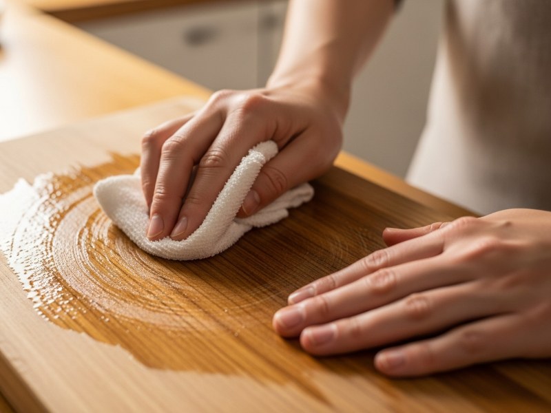 re-oiling wooden cutting board surface