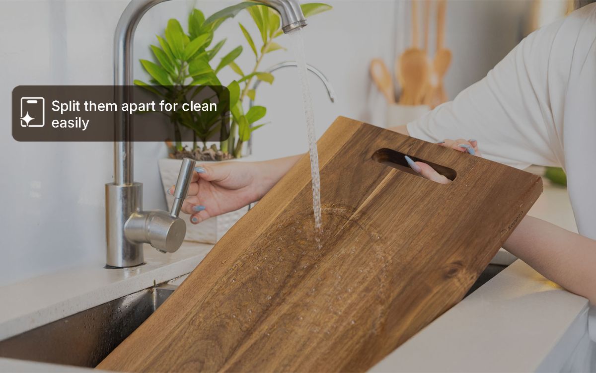 detachable acacia trays for easy cleaning