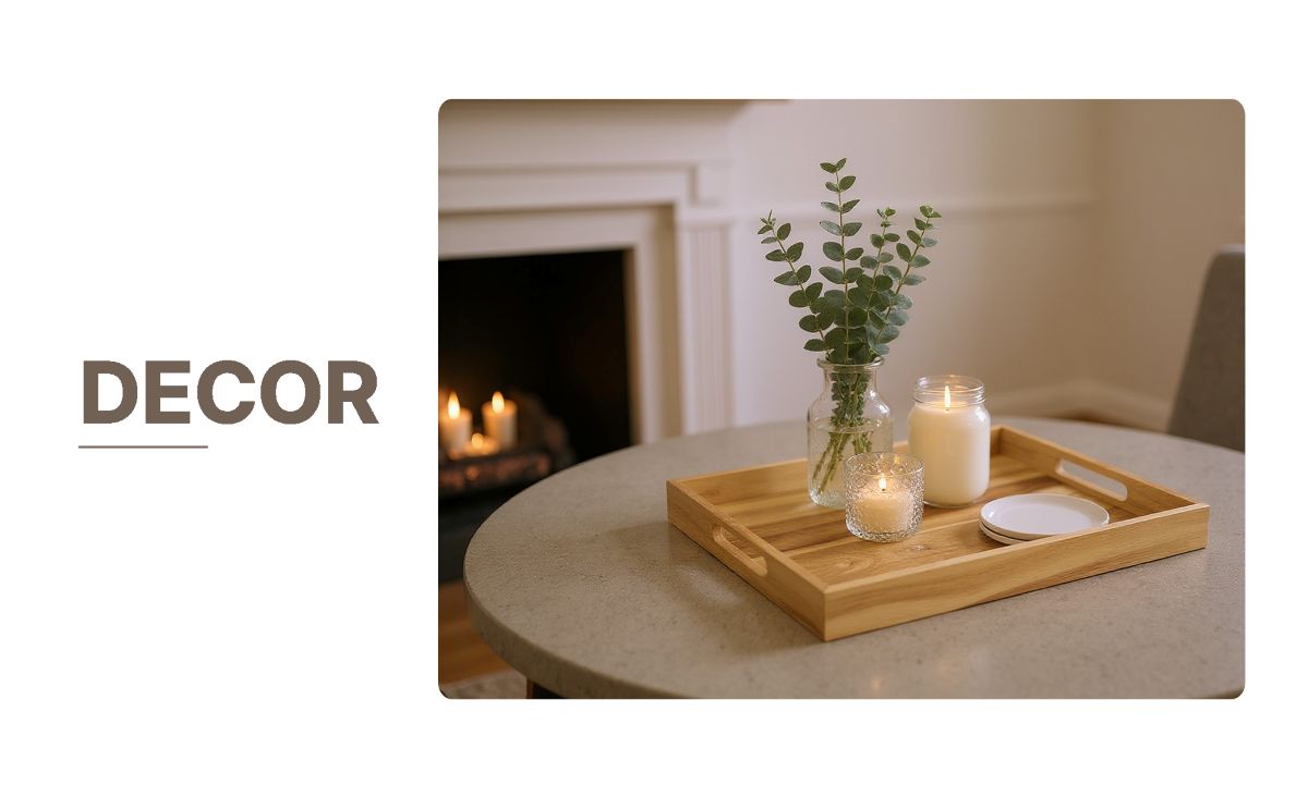 Acacia serving tray used for home décor