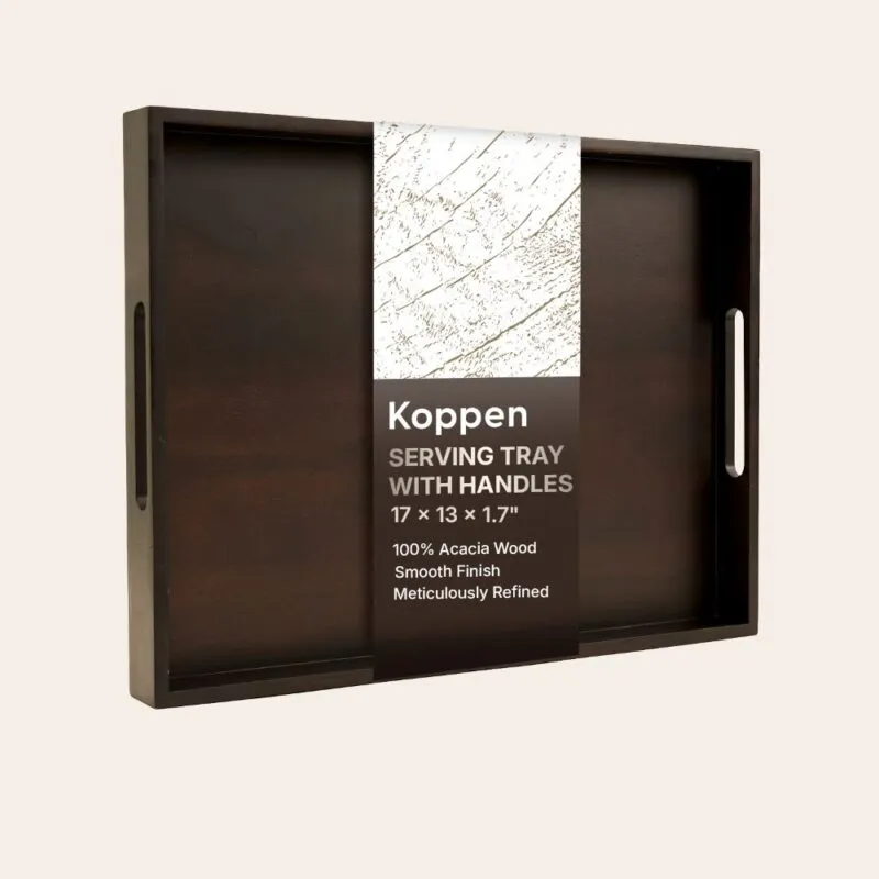 Acacia Wood Serving Tray Dark Walnut Finish