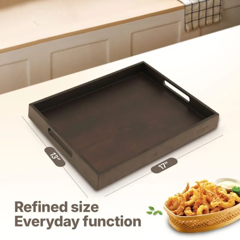 Acacia Wood Serving Tray Dark Walnut Finish