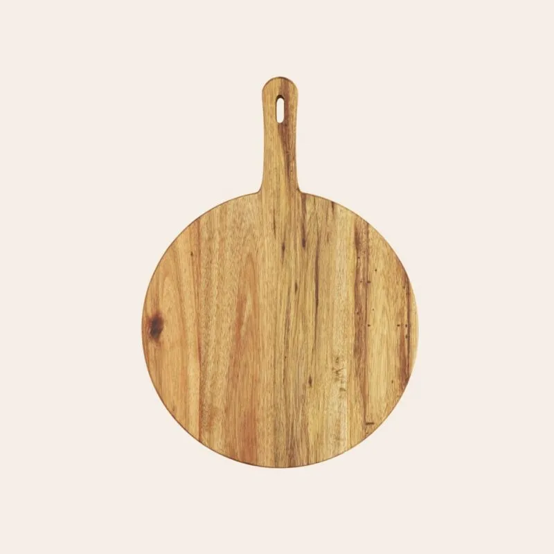 Round Wooden Serving Board with Handle
