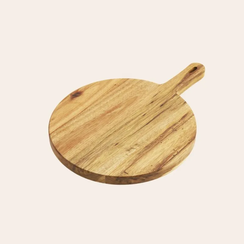 Round Wooden Serving Board with Handle