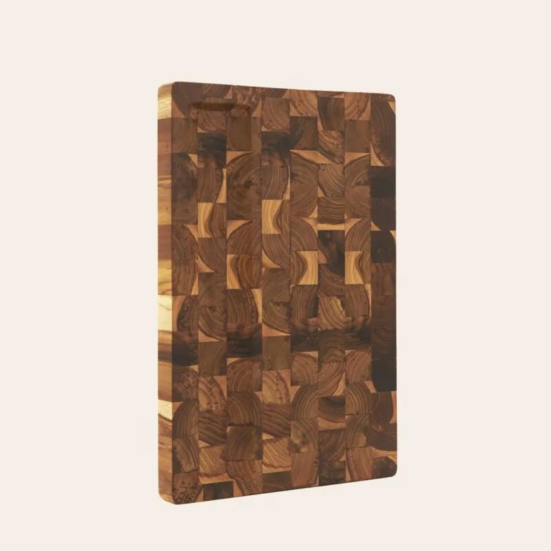 Teak End Grain Cutting Board with Hidden Food Well