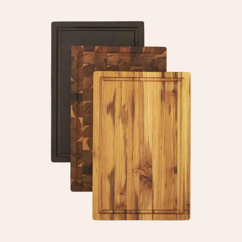 Teak End Grain Cutting Board with Hidden Food Well