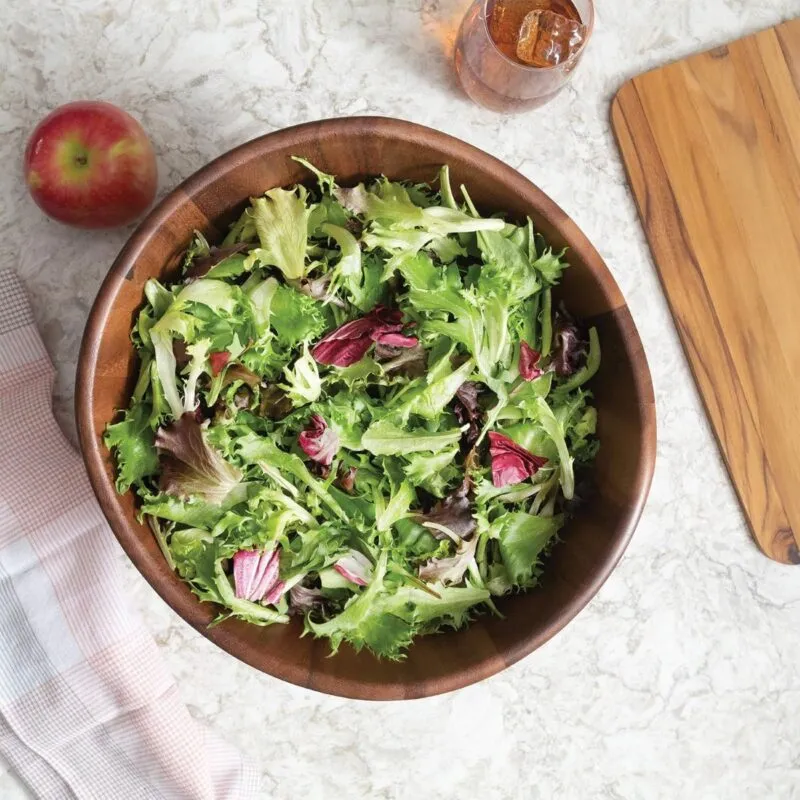 Curved Wooden Salad Bowl – Handcrafted from Acacia