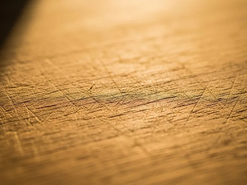 Close-up of porous wooden cutting board surface
